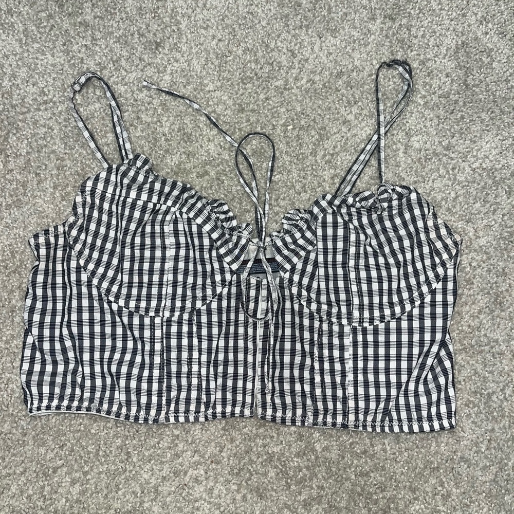 Urban Outfitters Out From Under Black and White Gingham Crop Top